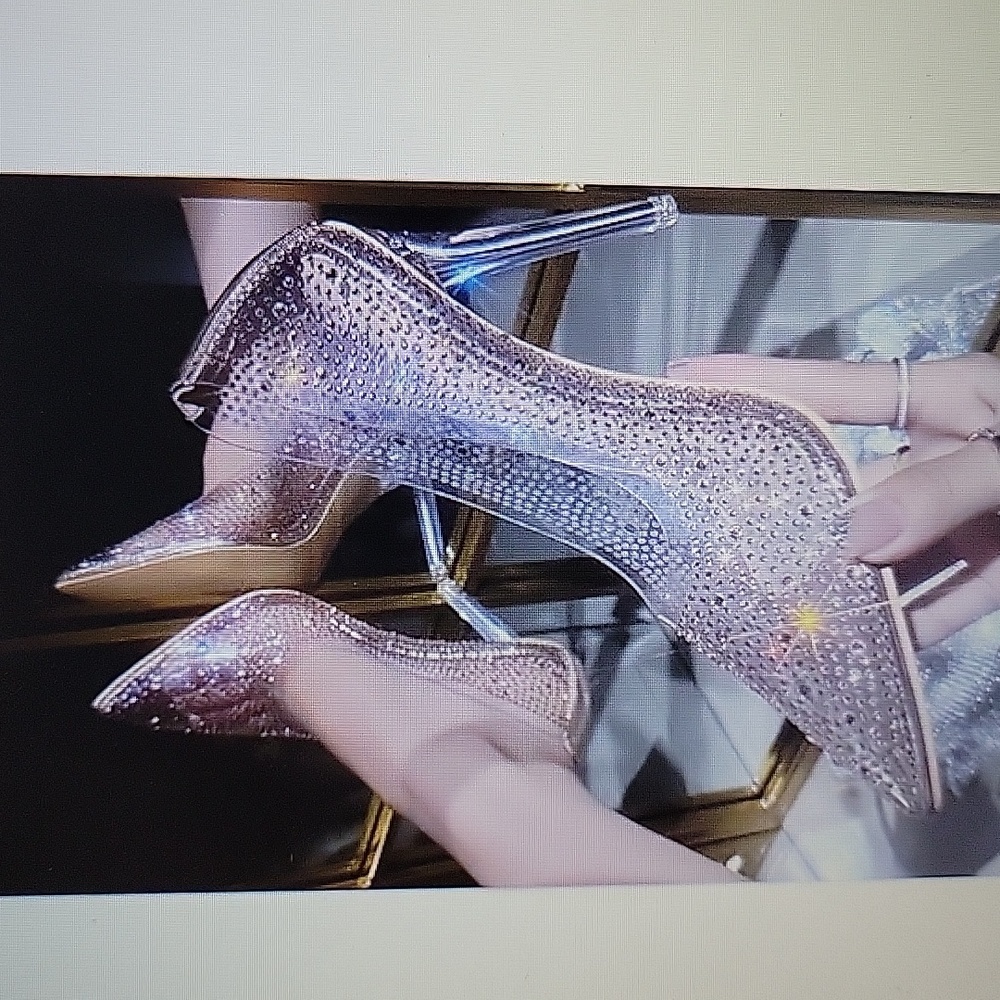 Cape Robbin Giulia rose gold clear stiletto heel pointed toe rhinestone 7.5 NEW…